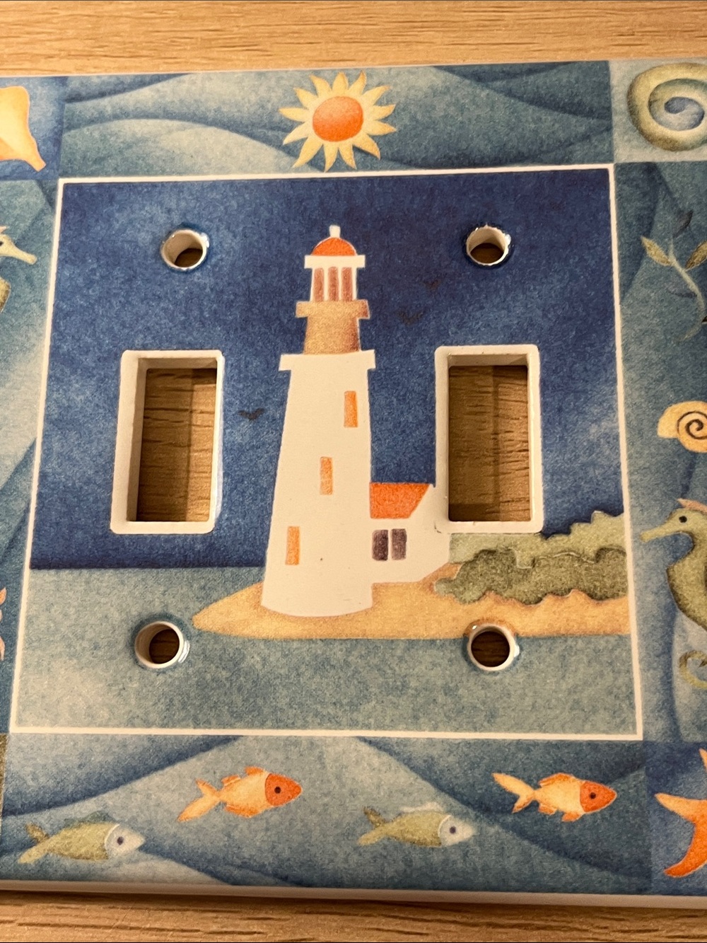 Signed Schaller’s Place Lighthouse Ceramic Double Switch Plate Cover - Picture 5 of 7